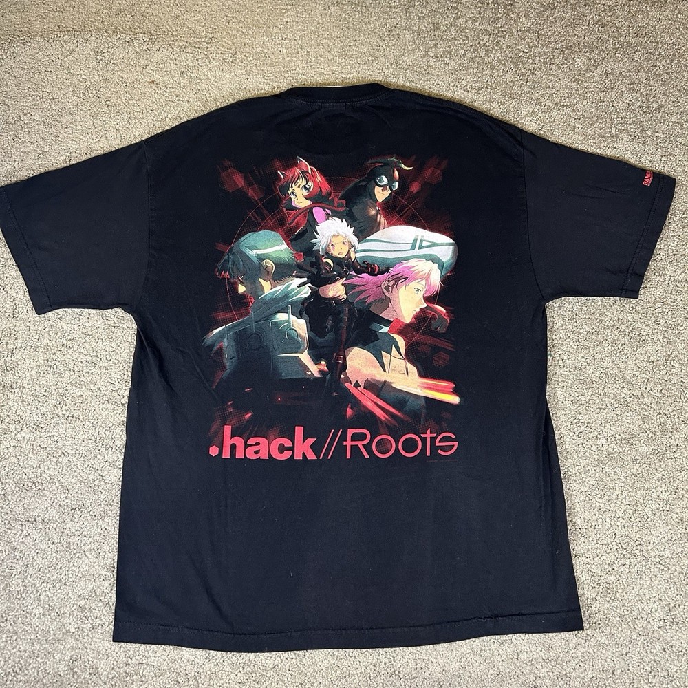 Vintage Y2K Hack Roots T-Shirt AAA Size XL Anime Comic Manga Bandai Promo Tee