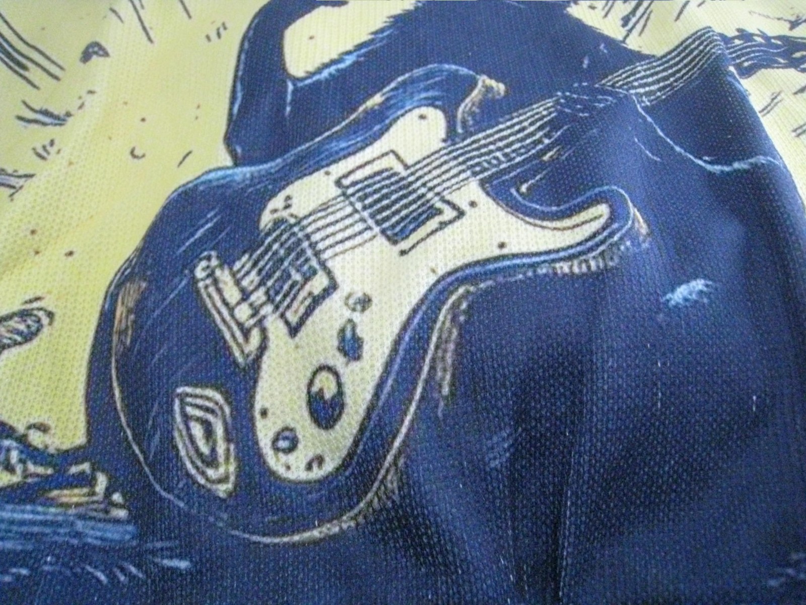 Cat playing guitar smoking UFO long sleeve pullover crew neck shirt MENS XL poly gallery
