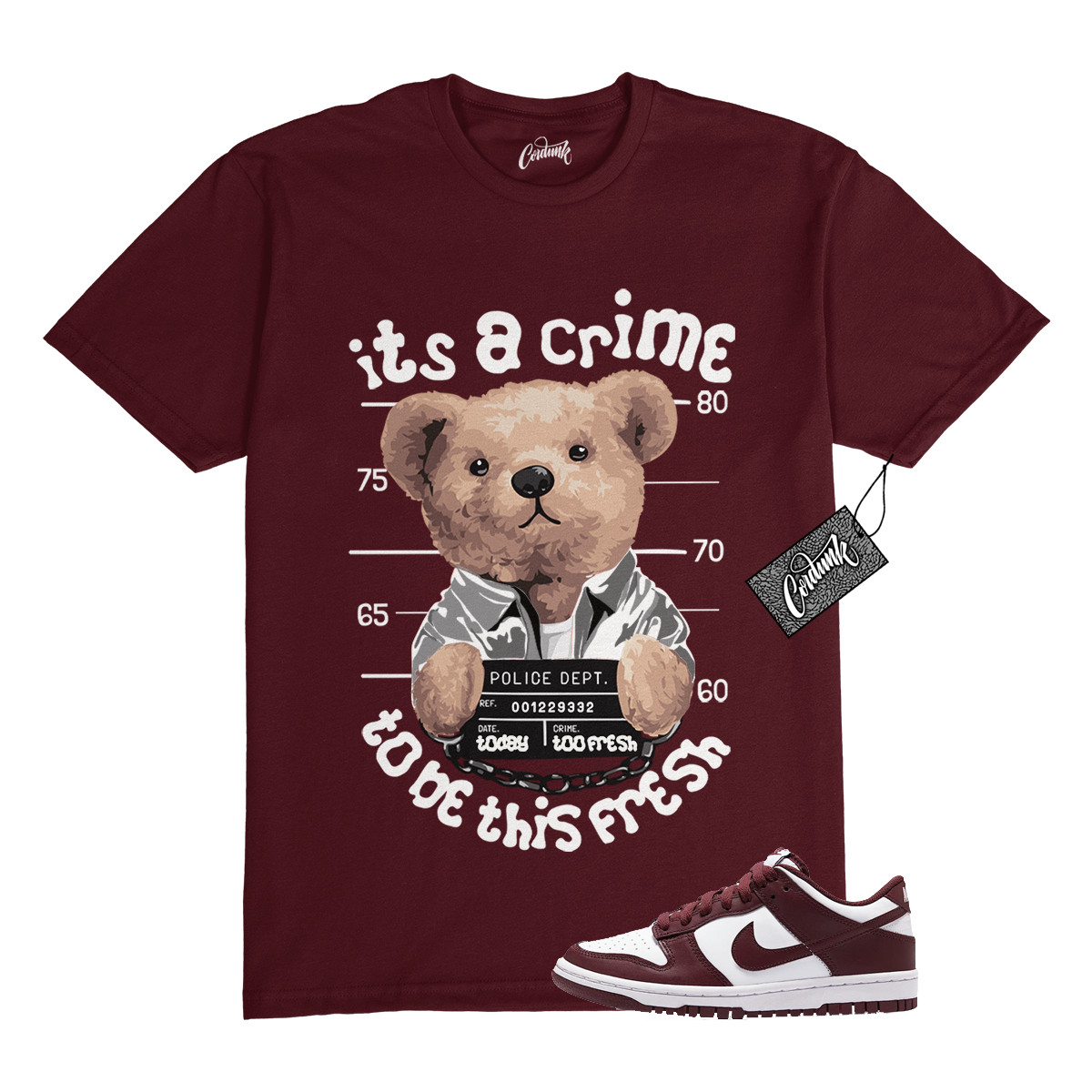 Dunk Team Red White Low Maroon Burgundy T Shirt Match CRIME gallery
