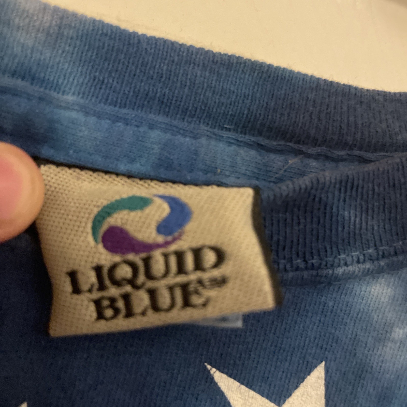 Vintage Liquid Blue Tie Dye All Over Print T Shirt L Mens American Flag USA gallery