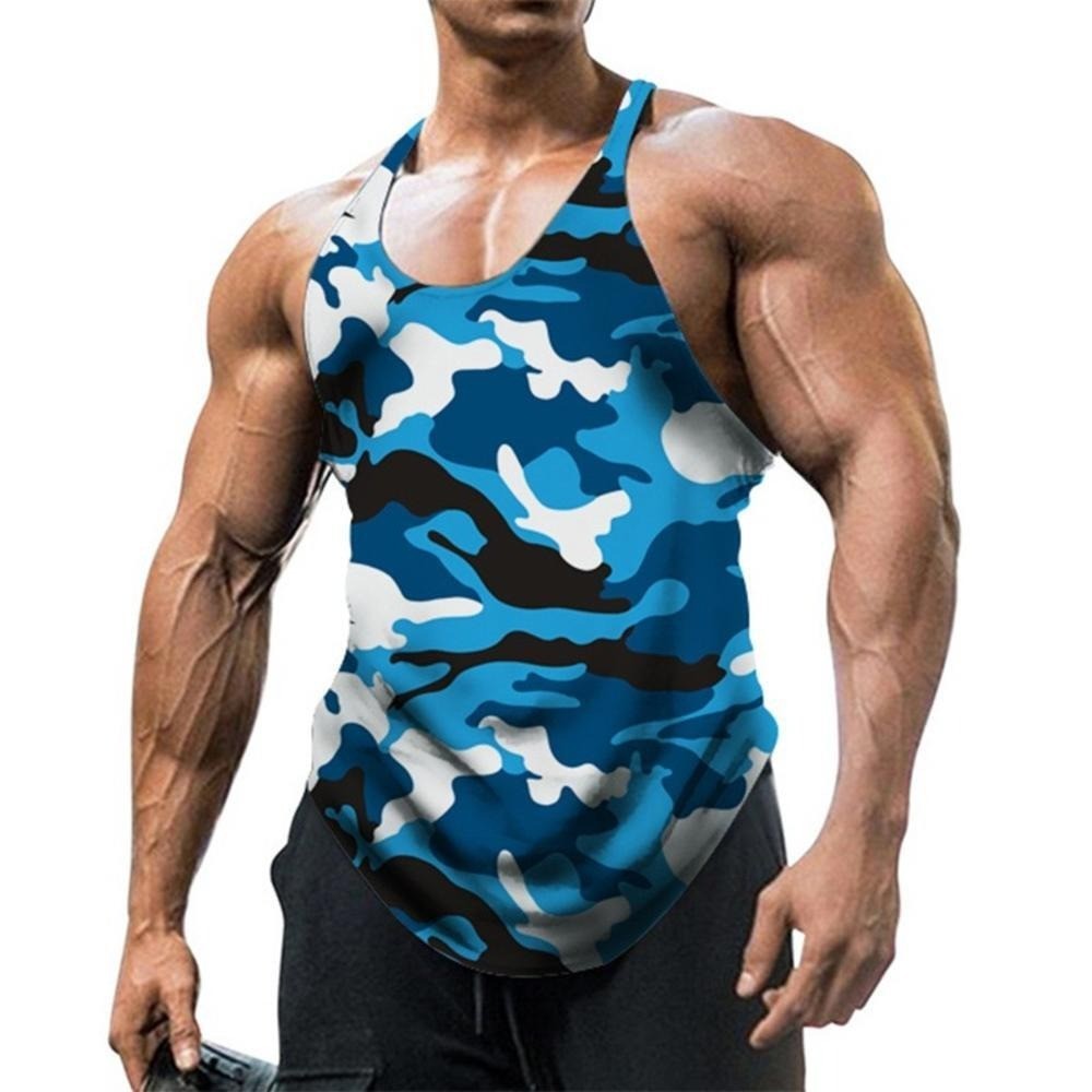 Men Gym Vest Racerback Bodybuilding Muscle Stringer camouflage Tank Fitness Tops gallery