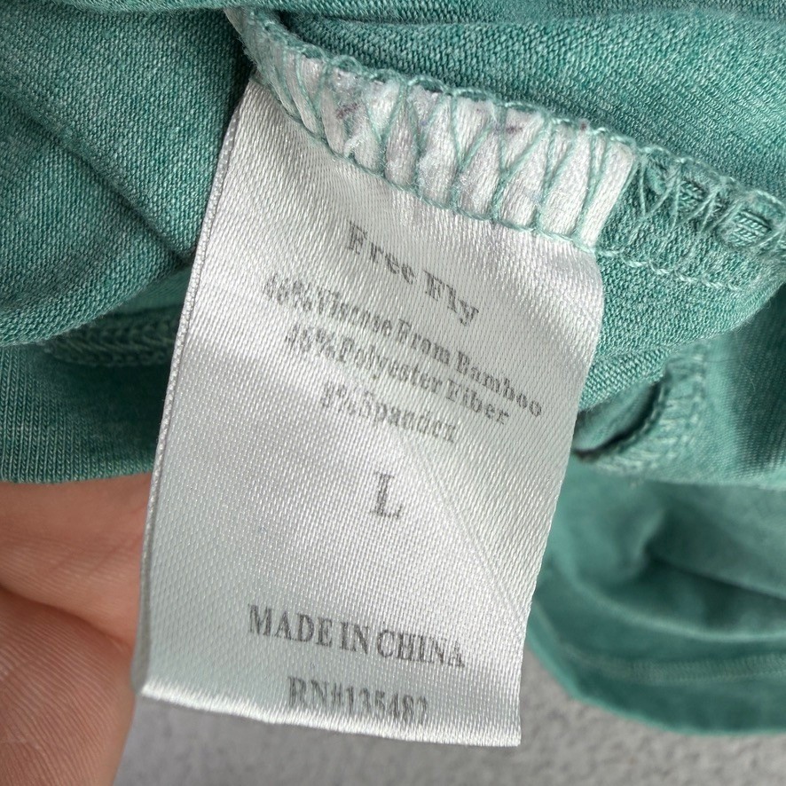Free Fly Henley Shirt Mens Large Green Bamboo Performance Long Sleeve 9730 gallery