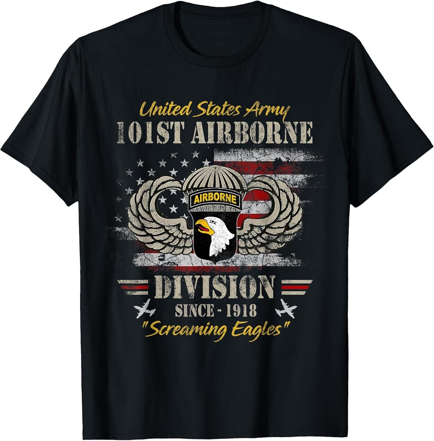 US Army 101st Airborne Paratrooper Veteran Screaming Eagles Tee