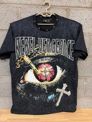 🔥 2024 Rebel Vengeance Eye Cross Studded Tee Black Acid Wash 3XL NWT