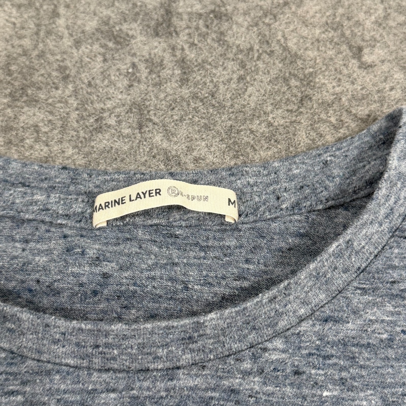Marine Layer Re-Spun Heather Navy Blue Air Crew Neck Tee Men's Size Medium gallery