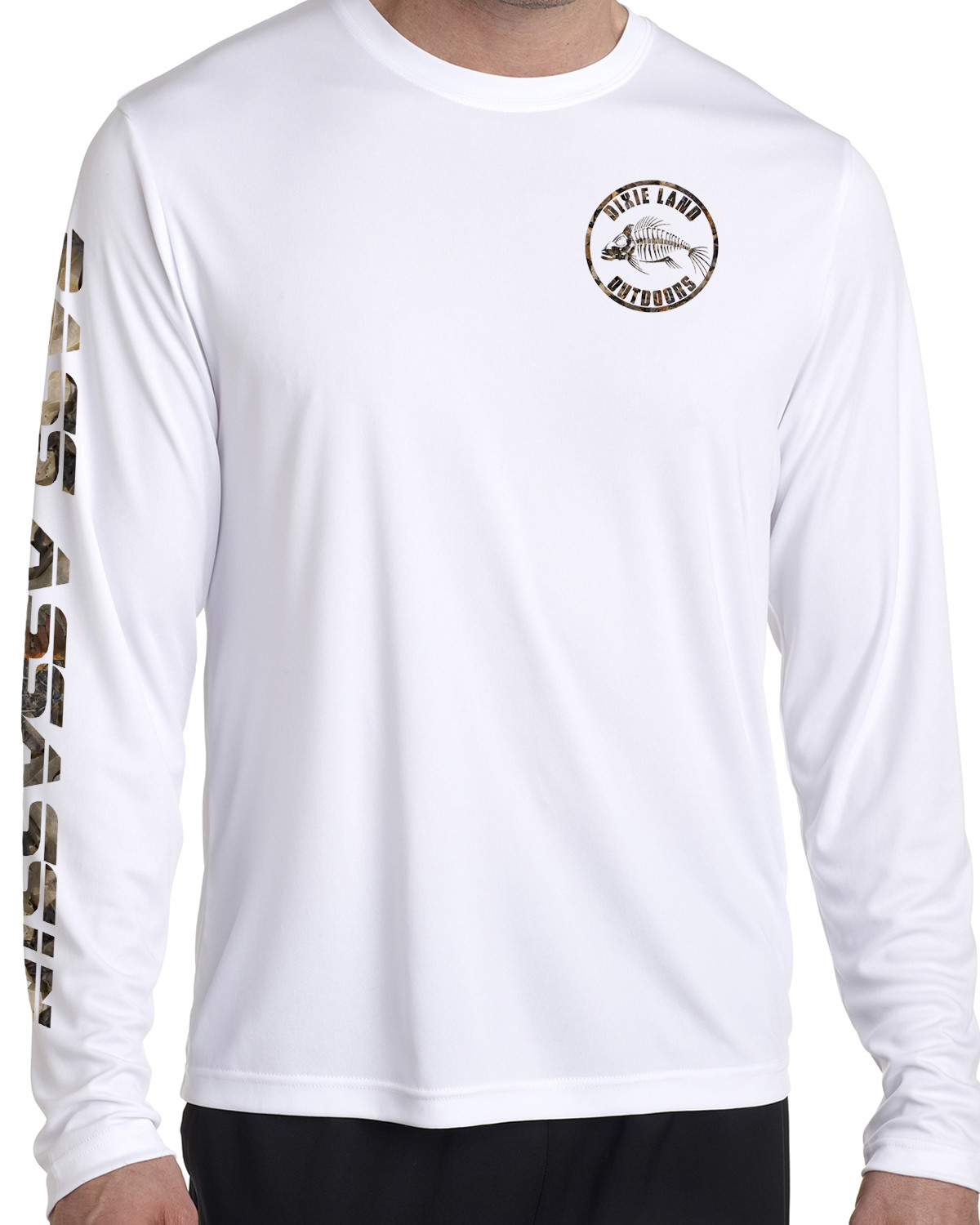 Bass fishing t shirt Microfiber long sleeve 50+ uv Dixie Land Outdoors camo gallery