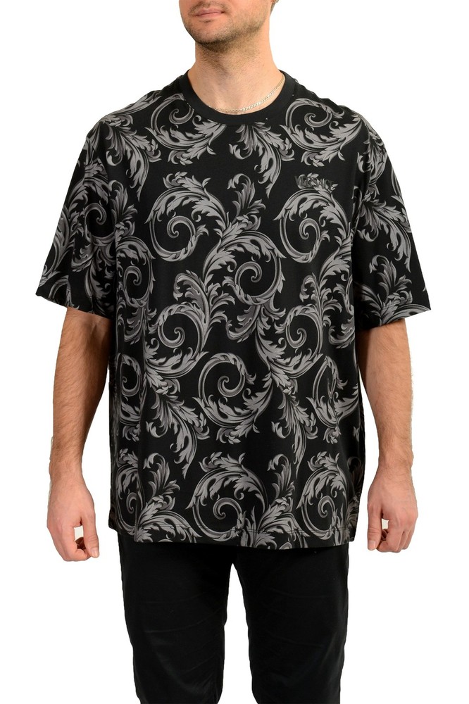 Versace Men’s Black Barocco Logo Print Short Sleeve T-Shirt US 3XL IT 58