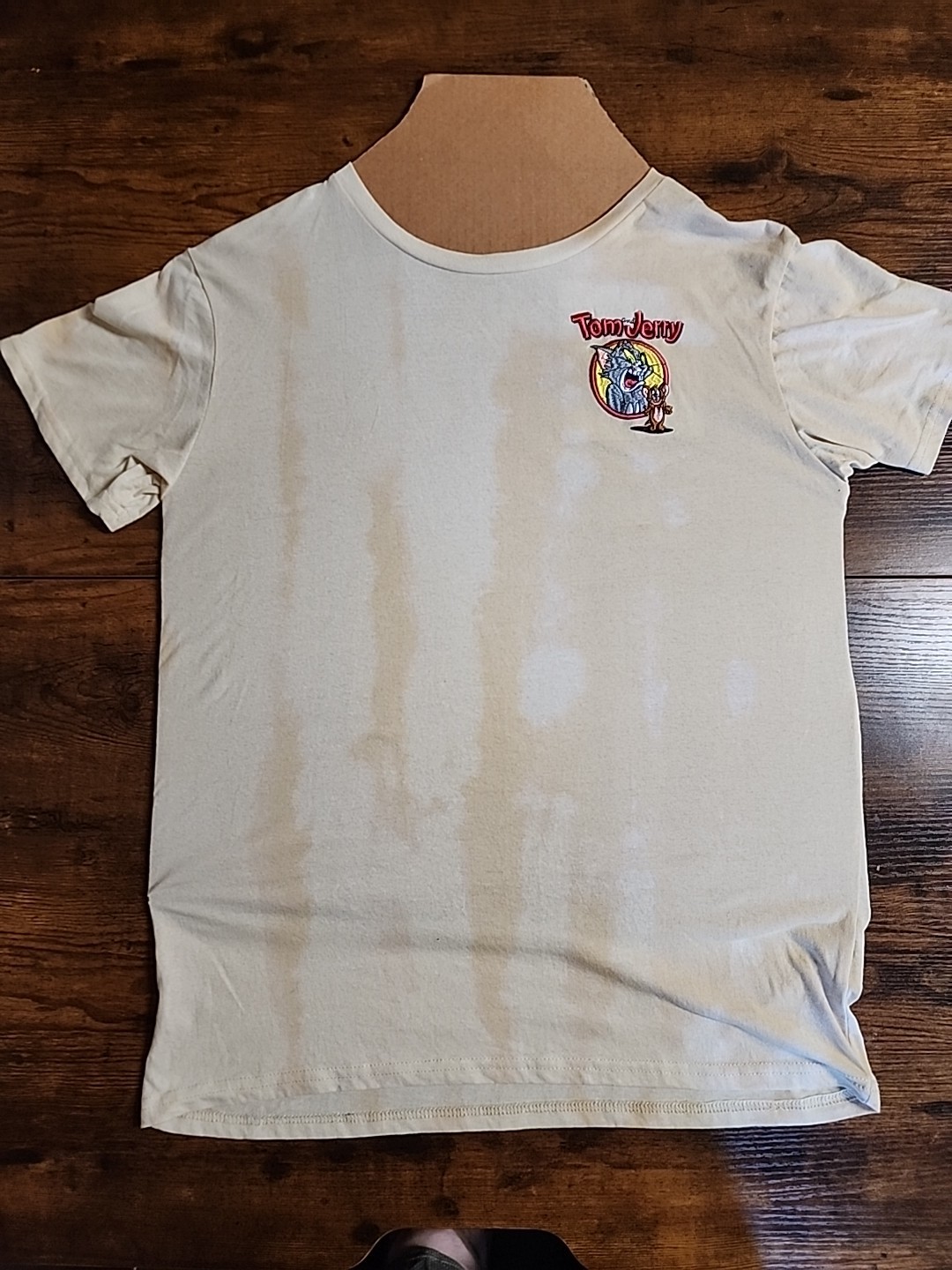 Men’s Large Tom and Jerry Bleach Dyed Graphic T-Shirt