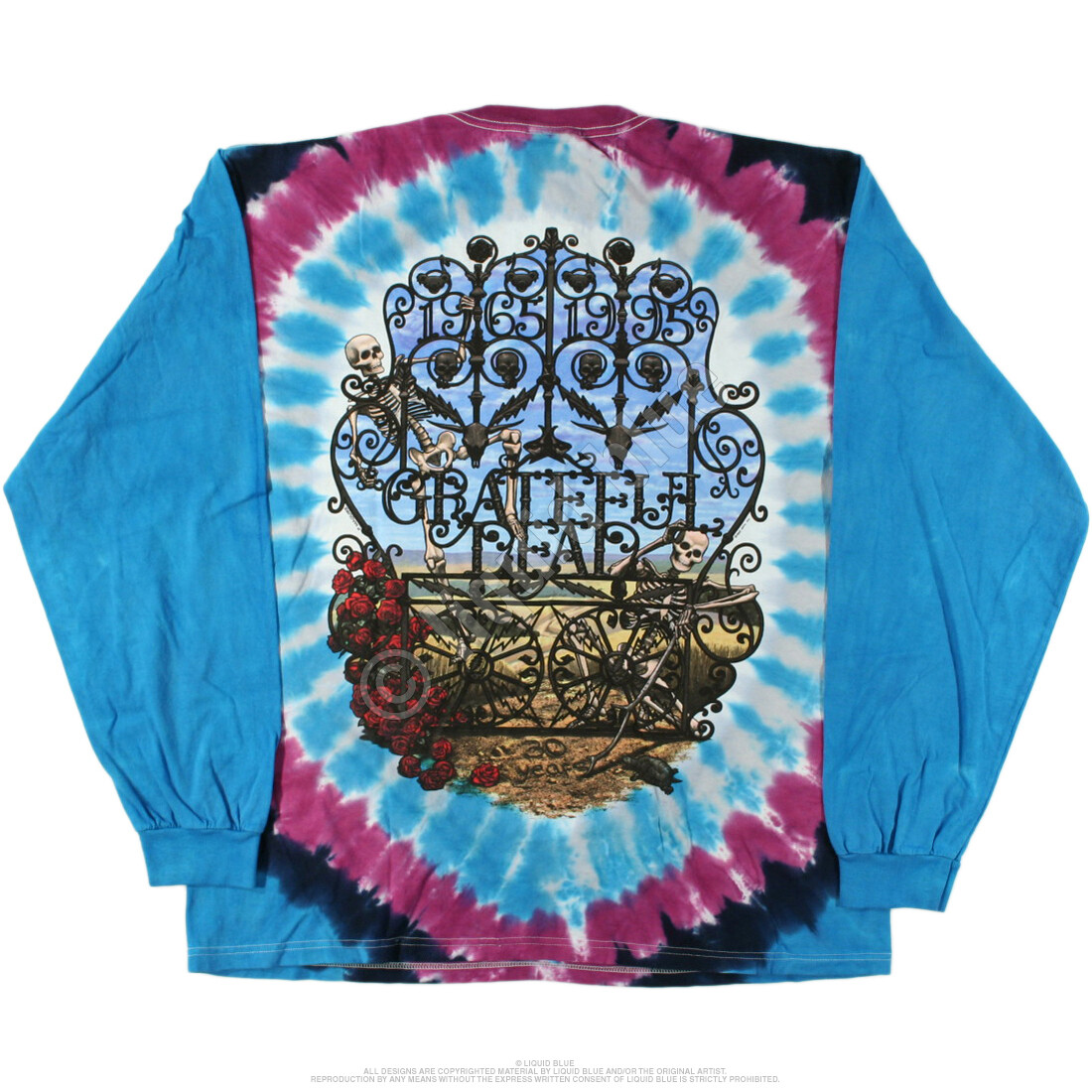 GRATEFUL DEAD-30TH ANNIVERSARY-TIE DYE LONG SLEEVE-2 SIDED T-SHIRT M-L-XL-XXL gallery