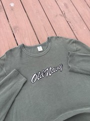 Old Navy Thermal Waffle Knit Long Sleeve T-Shirt Sage Green Mens XL Vintage