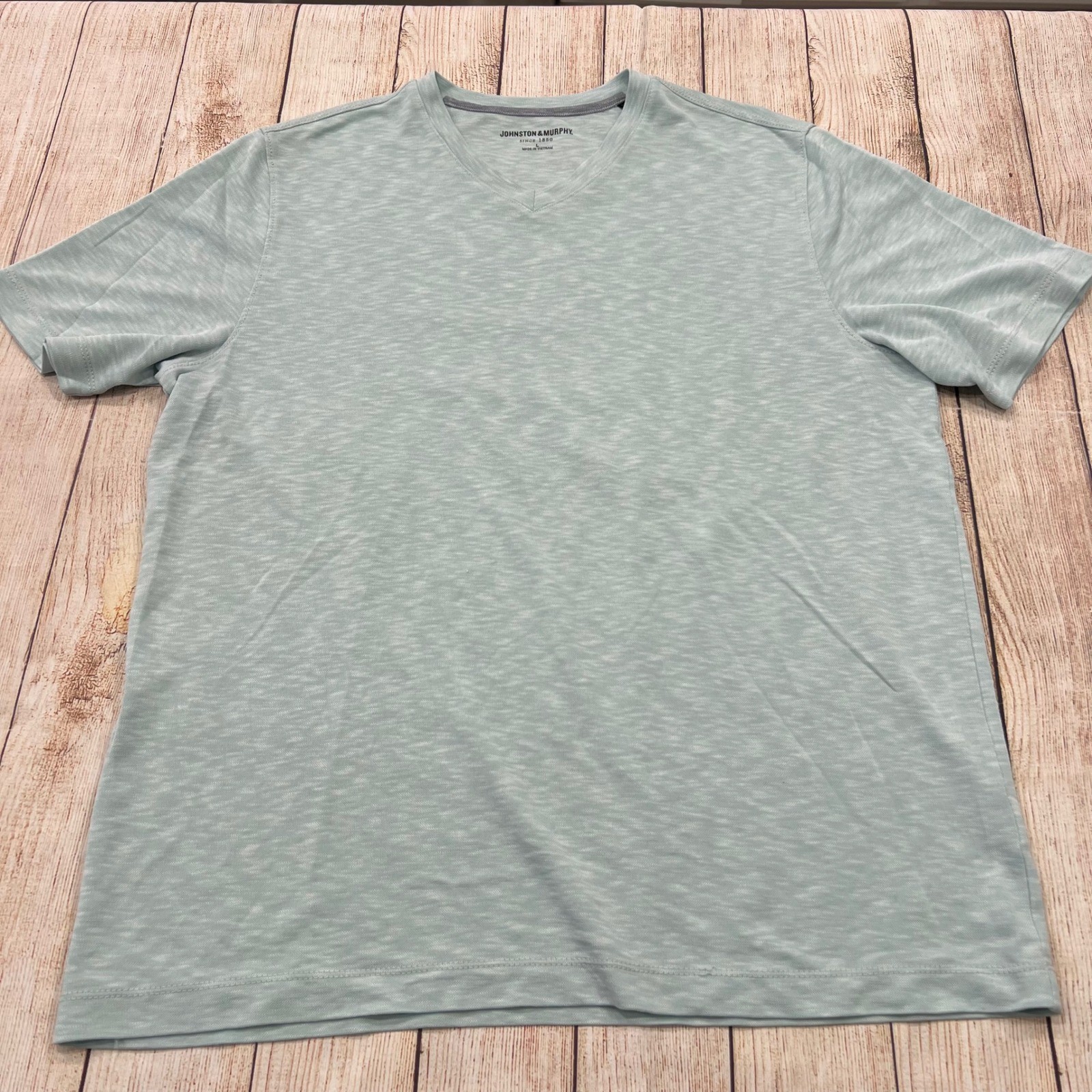 Johnston & Murphy Mens V-Neck T-Shirt Large Sage Green Marled Modal Blend