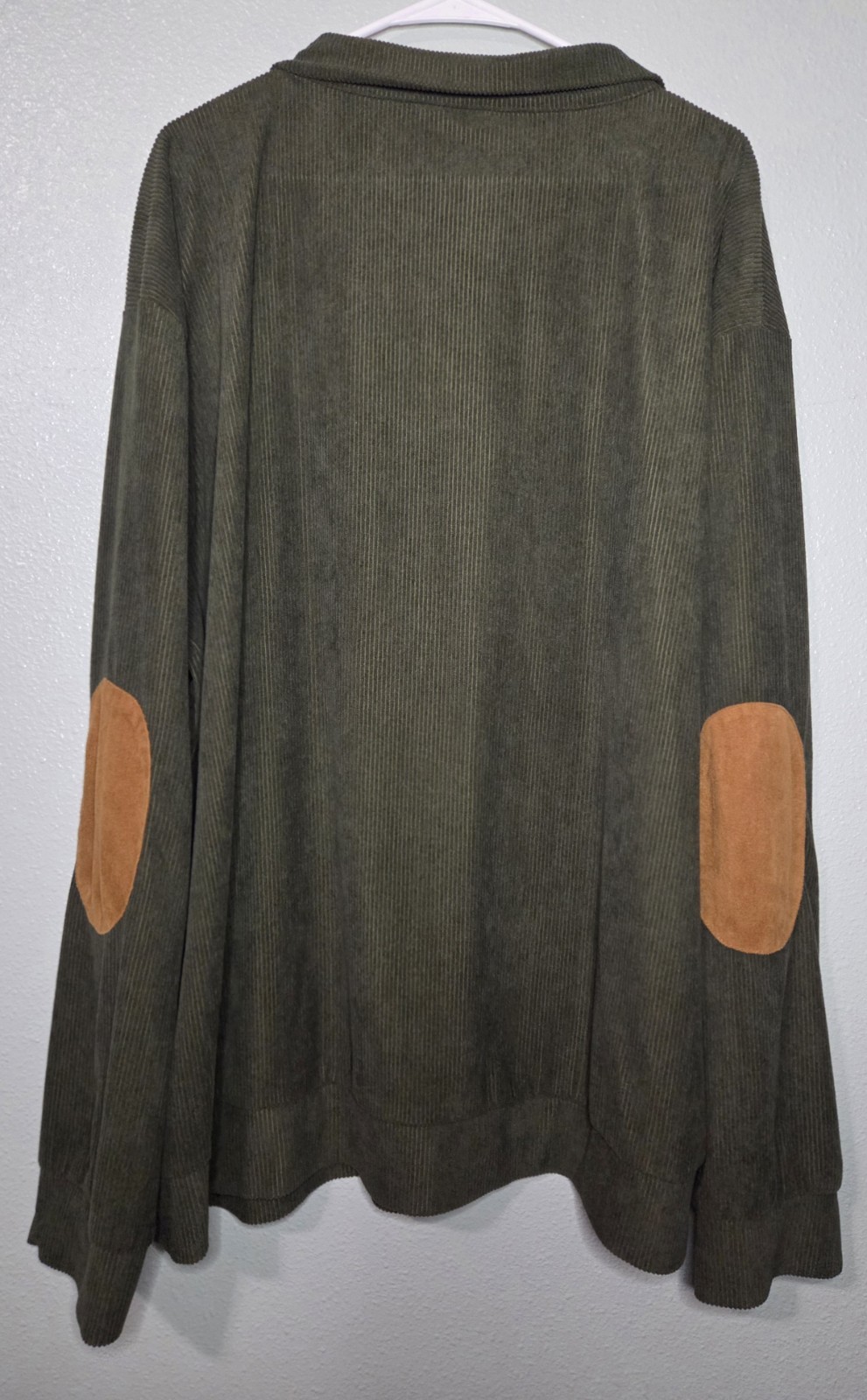 Rayaura Shirt Mens 3XL Corduroy Sweatshirt Stand Collar Pullover Elbow Patches gallery