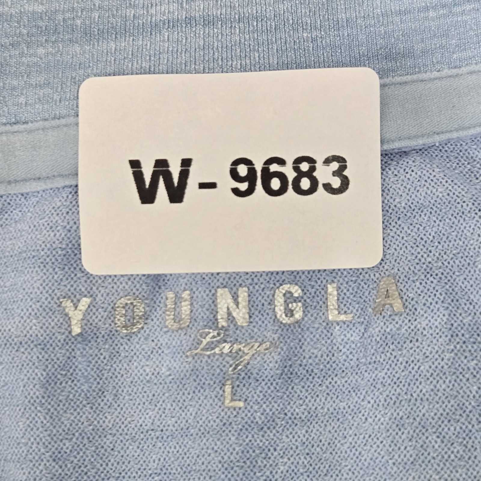 Youngla Men Shirt L Light Blue Logo Short Sleeve gallery