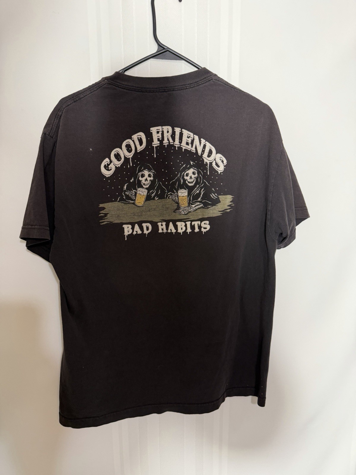 Good Friends Bad Habits Black Graphic T-Shirt Mens Large gallery