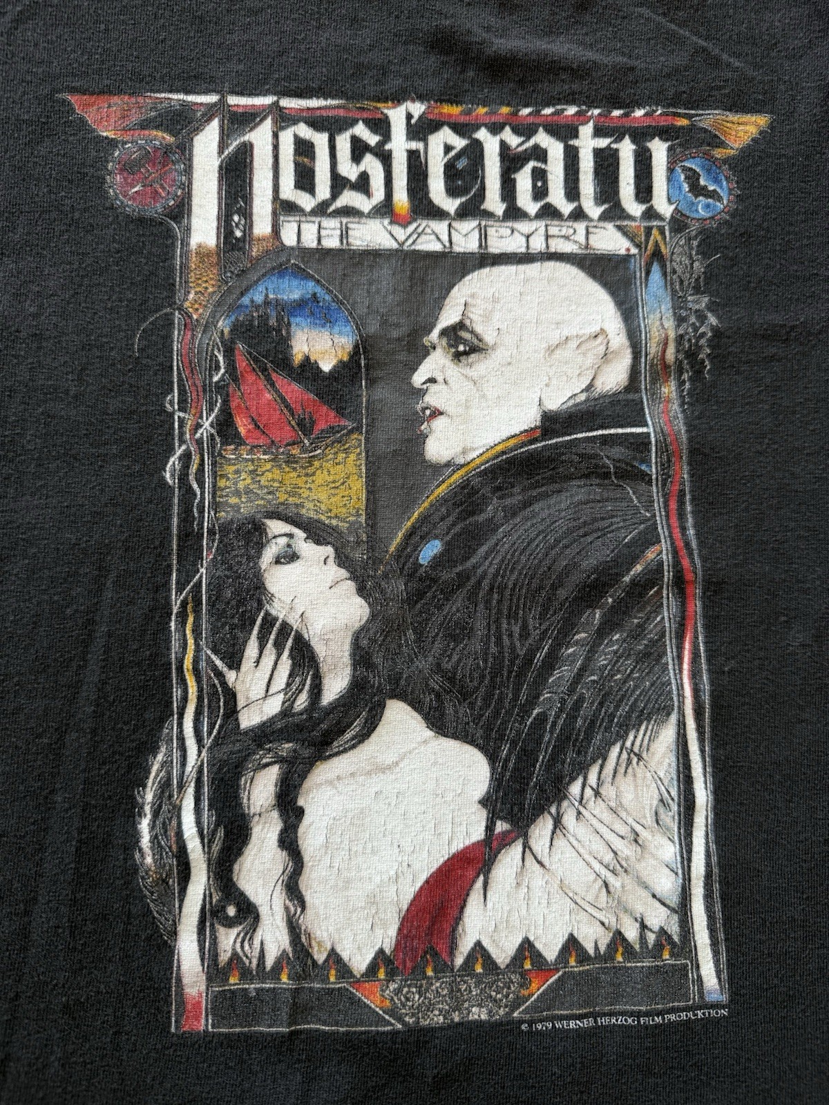 Nosferatu VINTAGE Shirt XL Rare 90s Vampire Dracula Faded Black Original gallery