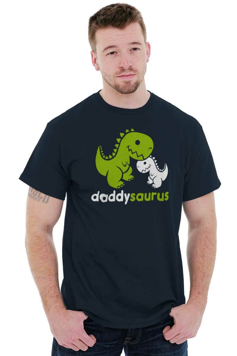 Daddysaurus Dinosaur Husband Father Dad Gift Mens Casual Crewneck T Shirts Tees gallery