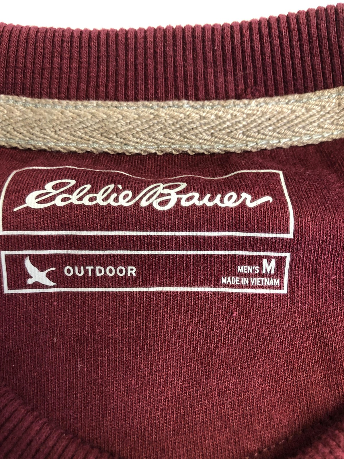 Eddie Bauer Henley Shirt Mens Medium Red Thermal Waffle Long Sleeve Tagless Tee gallery