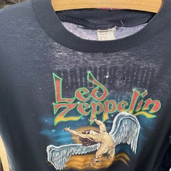 Vtg Led Zeppelin Shirt Sz L Black Swan Song Single Stitch 80s 90s USA Paper Thin