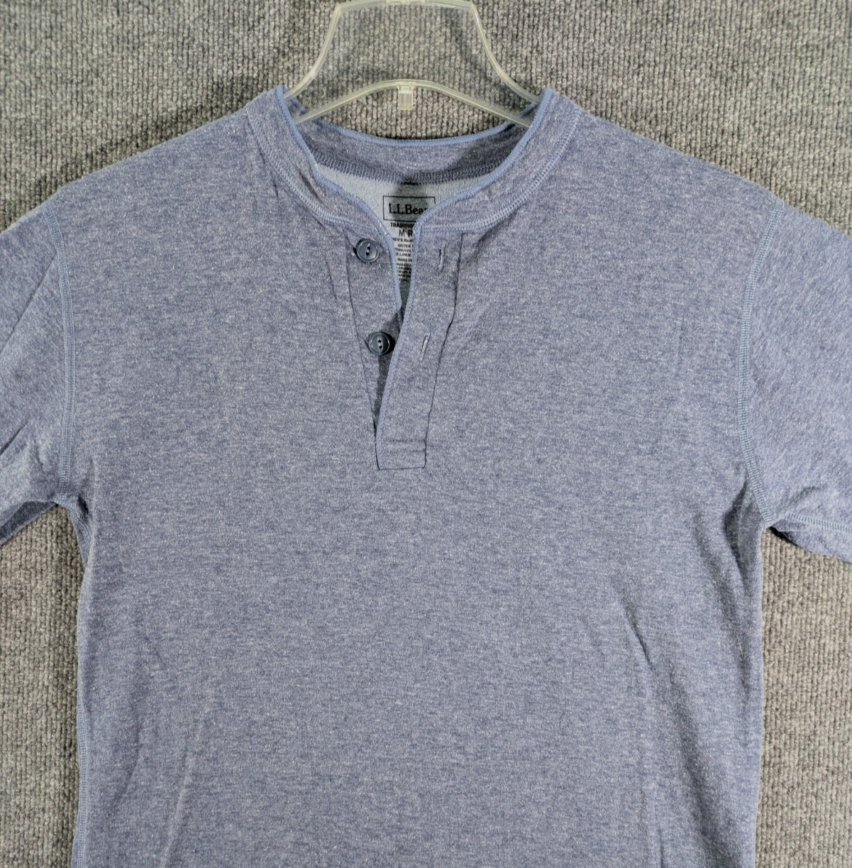 LL Bean Mens M Traditional Fit River Driver Henley Shirt Wool Nylon Blue Thermal gallery