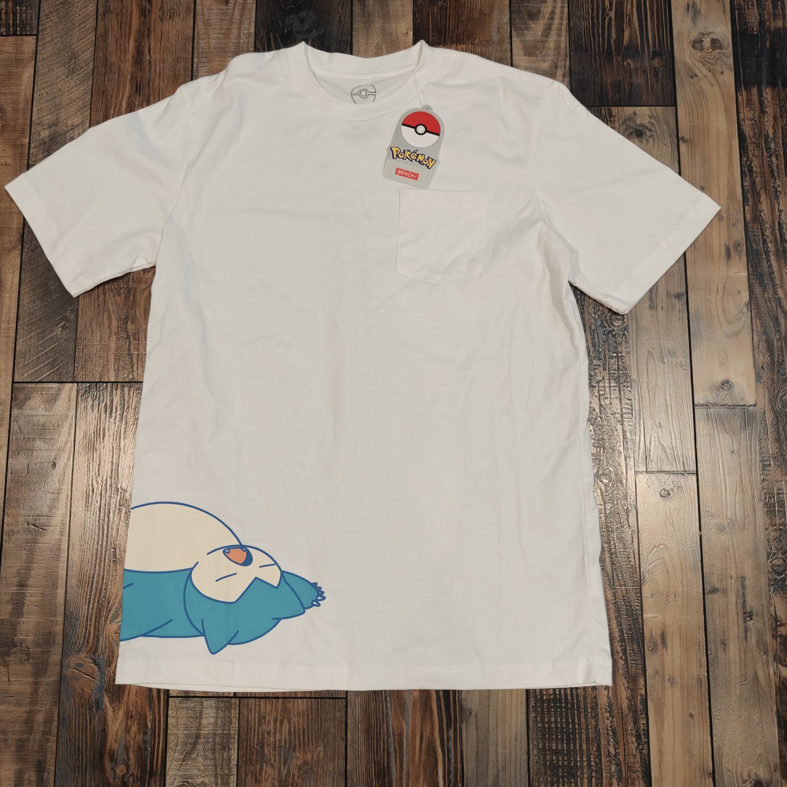 Bench Philippines x Pokemon Snorlax Pocket T-Shirt White Cotton Size M