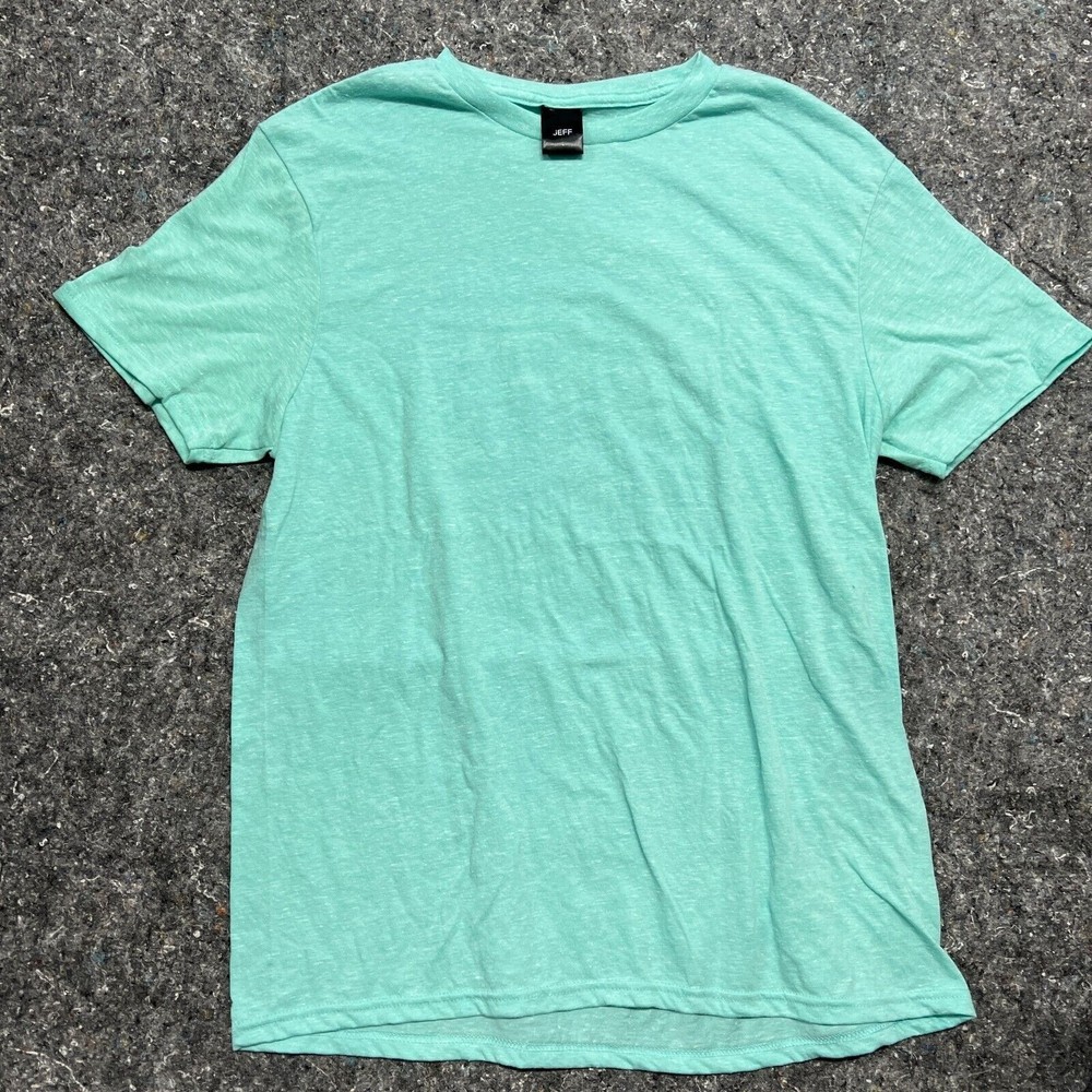 JEFF Mens Large Mint Green Heathered Short Sleeve Crew Neck Basic Tee Shirt