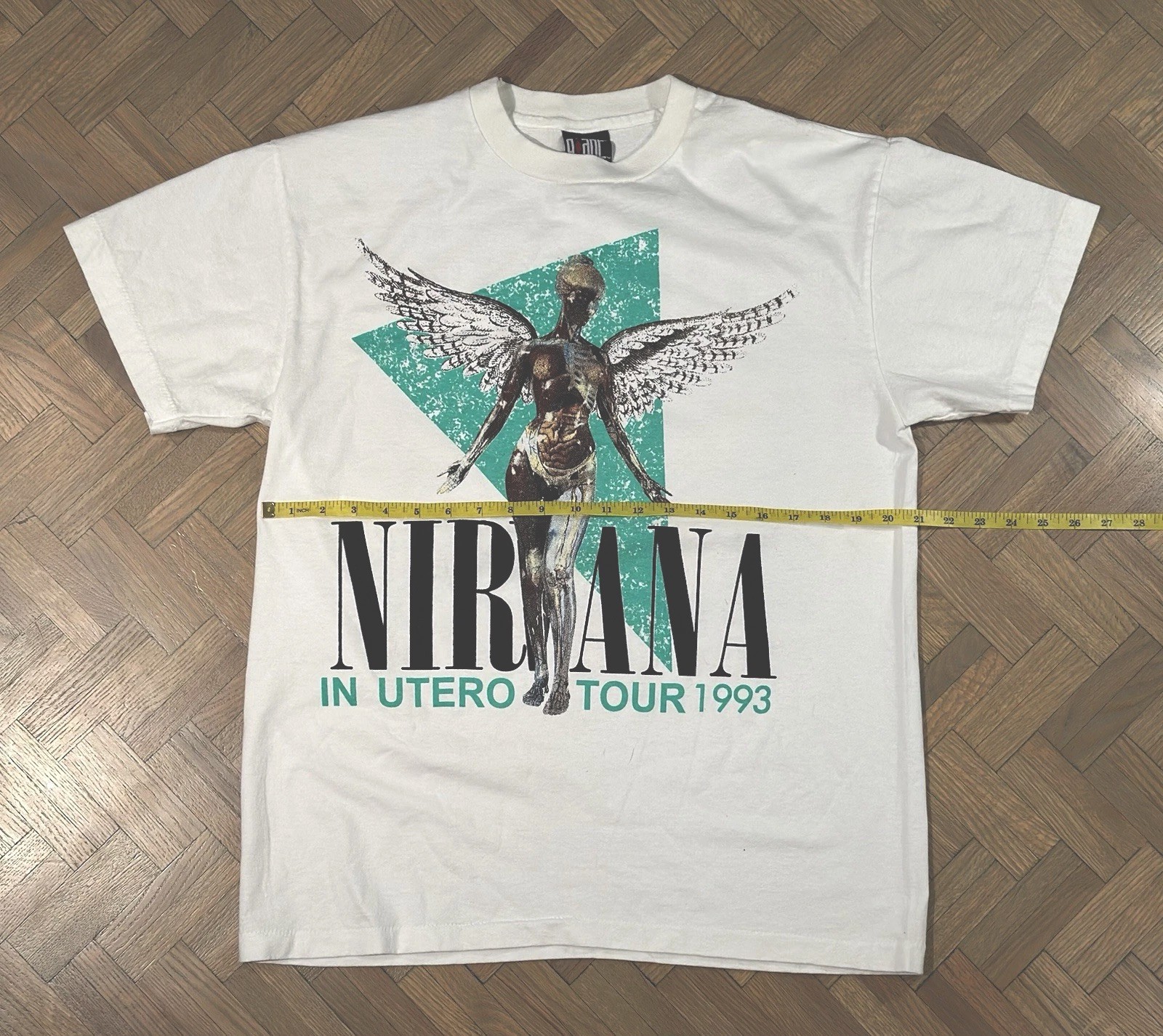 NIRVANA vintage 1993 IN UTERO TOUR t shirt RARE TURQUOISE gallery