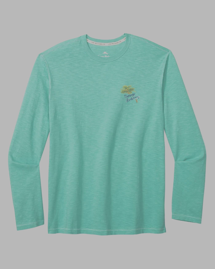 TOMMY BAHAMA Cabo Teal Green Beach Ya To It Crew Long Sleeve T-Shirt New XL XLT gallery