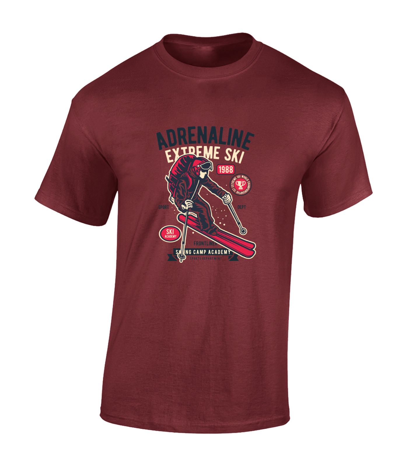 ADRENALINE EXTREME SKI MENS T SHIRT SKIING DESIGN COOL HOLIDAY CLOTHING GIFT TOP gallery