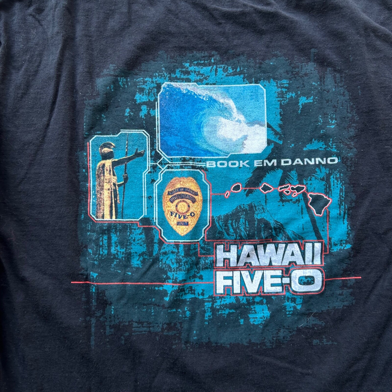 Vintage Hawaii Five-O Shirt Size Large Black Long Sleeve TV Promo Drama Police gallery