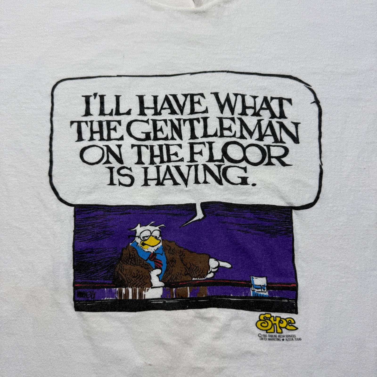 Vintage 1986 Owl Drunk Bar Table Cartoon Comic Strip Graphic T-Shirt USA Made XL gallery