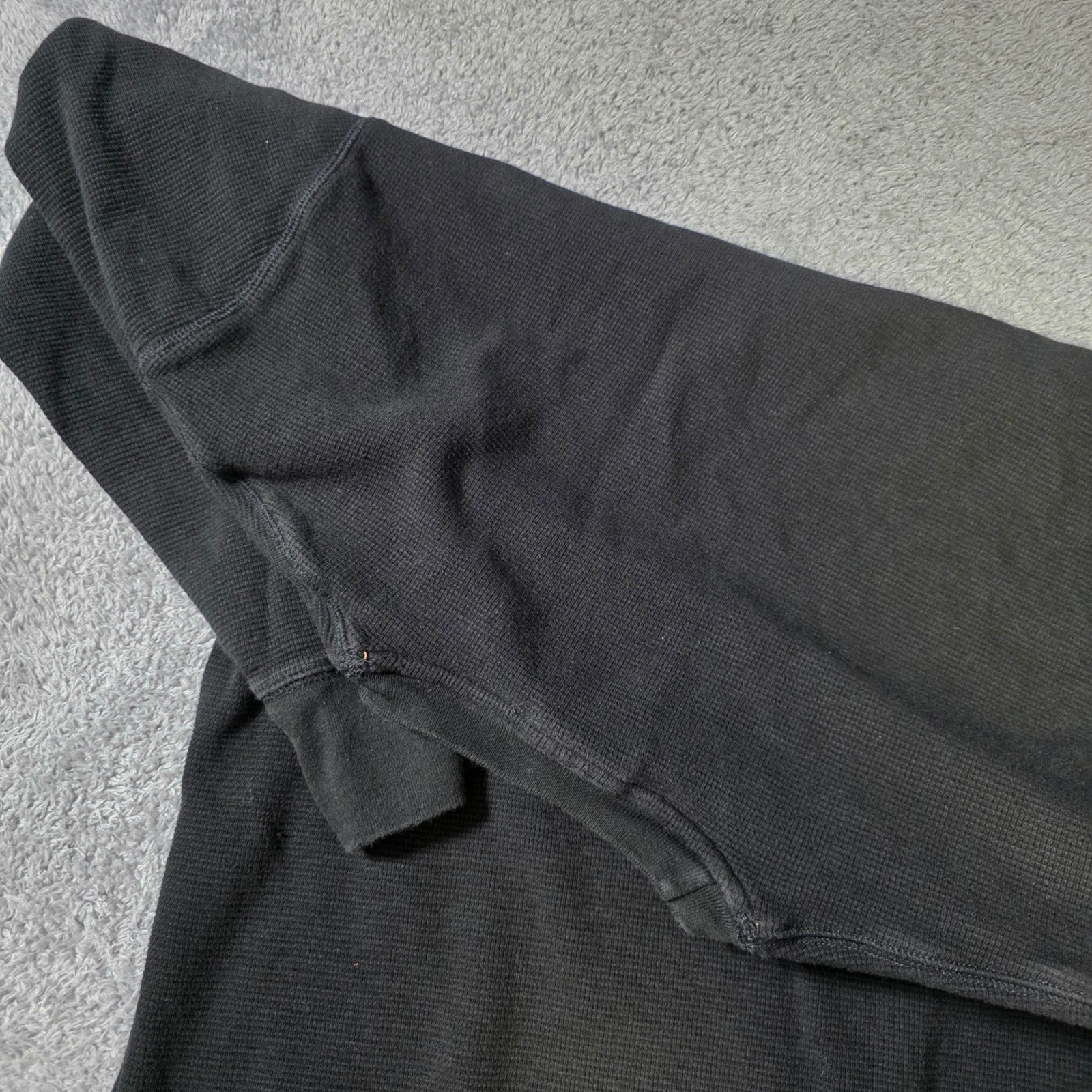Polo Ralph Lauren Mens XL Thermal Shirt Black Waffle Knit Orange Pony Logo gallery