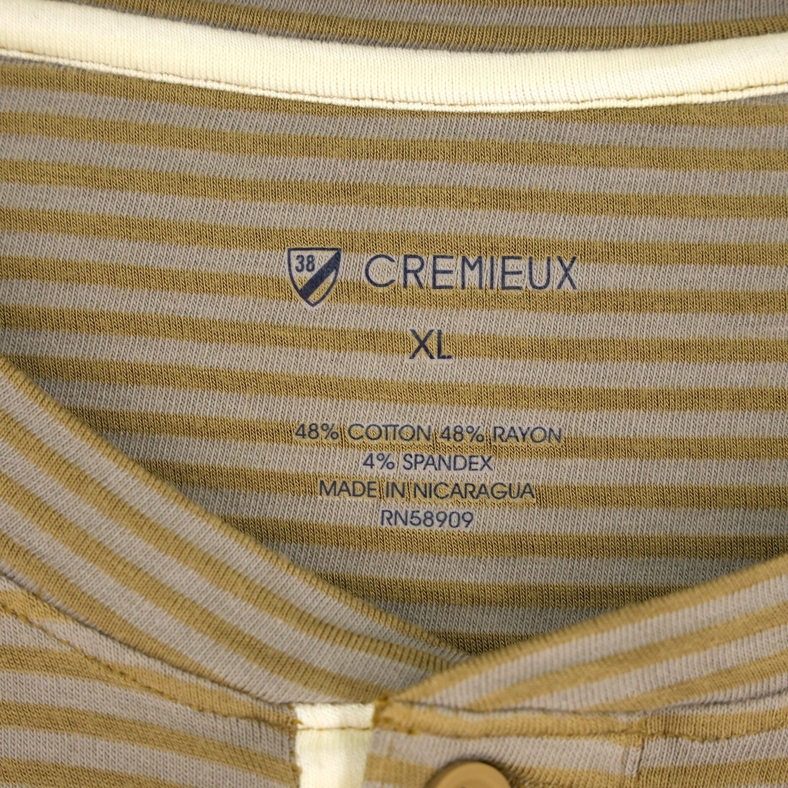 Cremieux Men's Long-Sleeve Henley Shirt XL Gold Gray Striped NWT $69.50 gallery