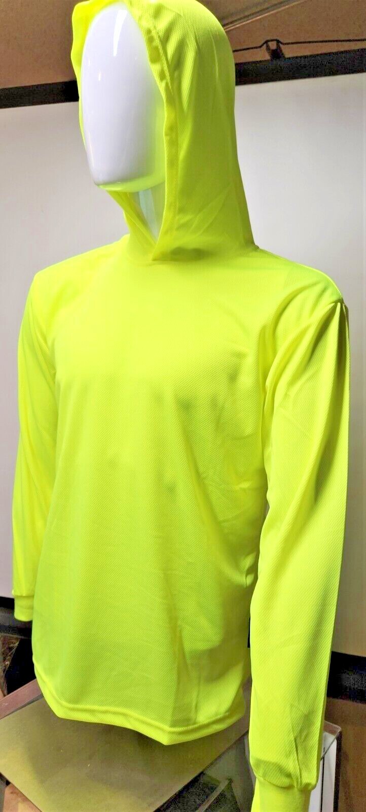 Yellow Long Sleeve Safety Shirt With Hoodie, Quick Dry Polyester Birdeye mesh gallery