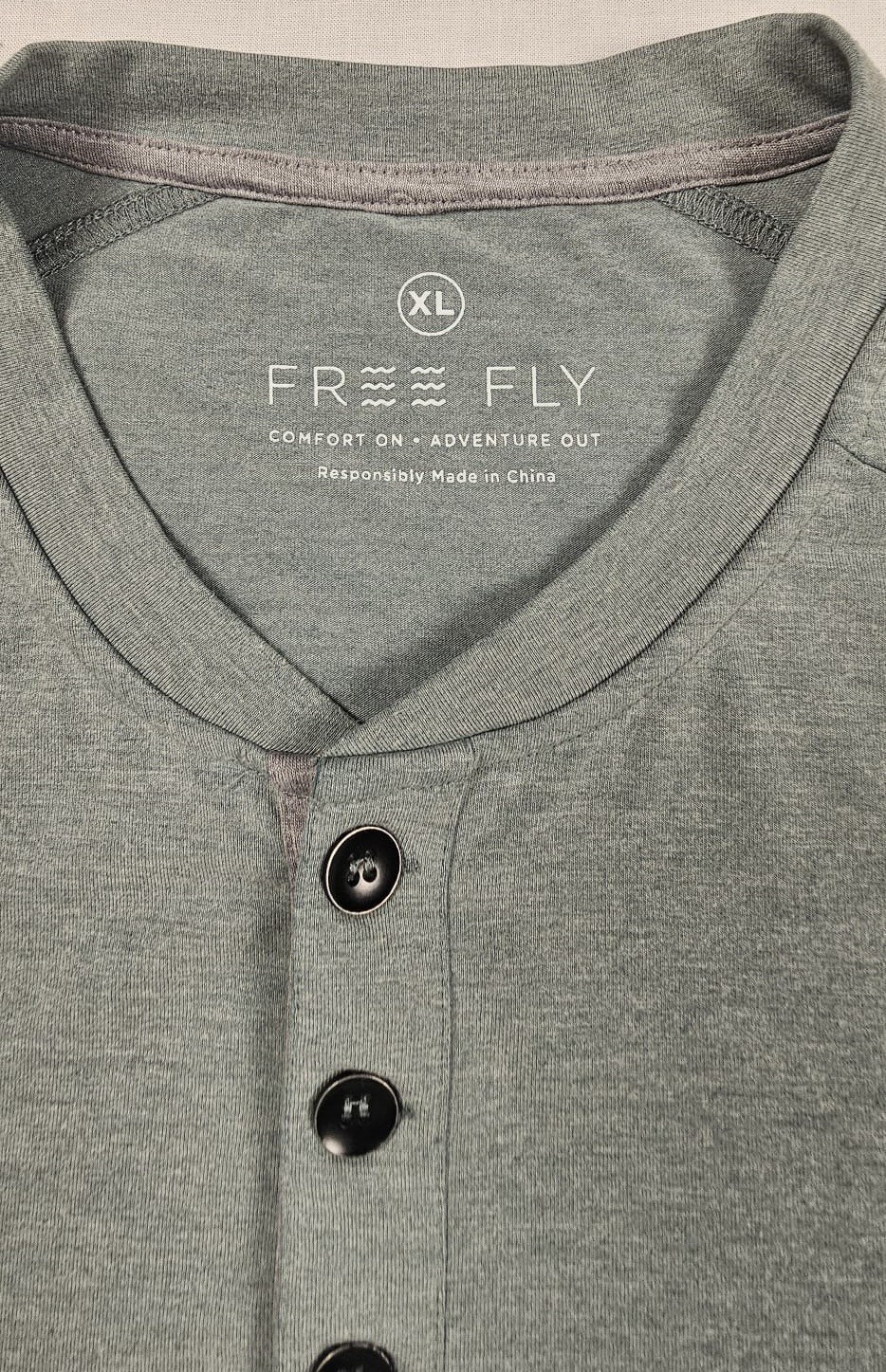 Free Fly Mens Shirt Gray Bamboo Rayon Henley No Collar Pullover Semi Thick Glide gallery