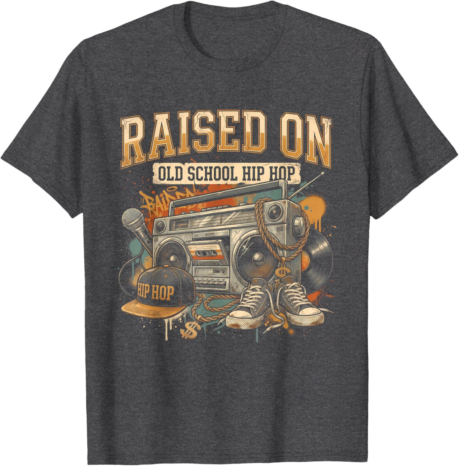 Raised On Old School Hip Hop Retro Street 80s 90s Gifts T-Shirt gallery