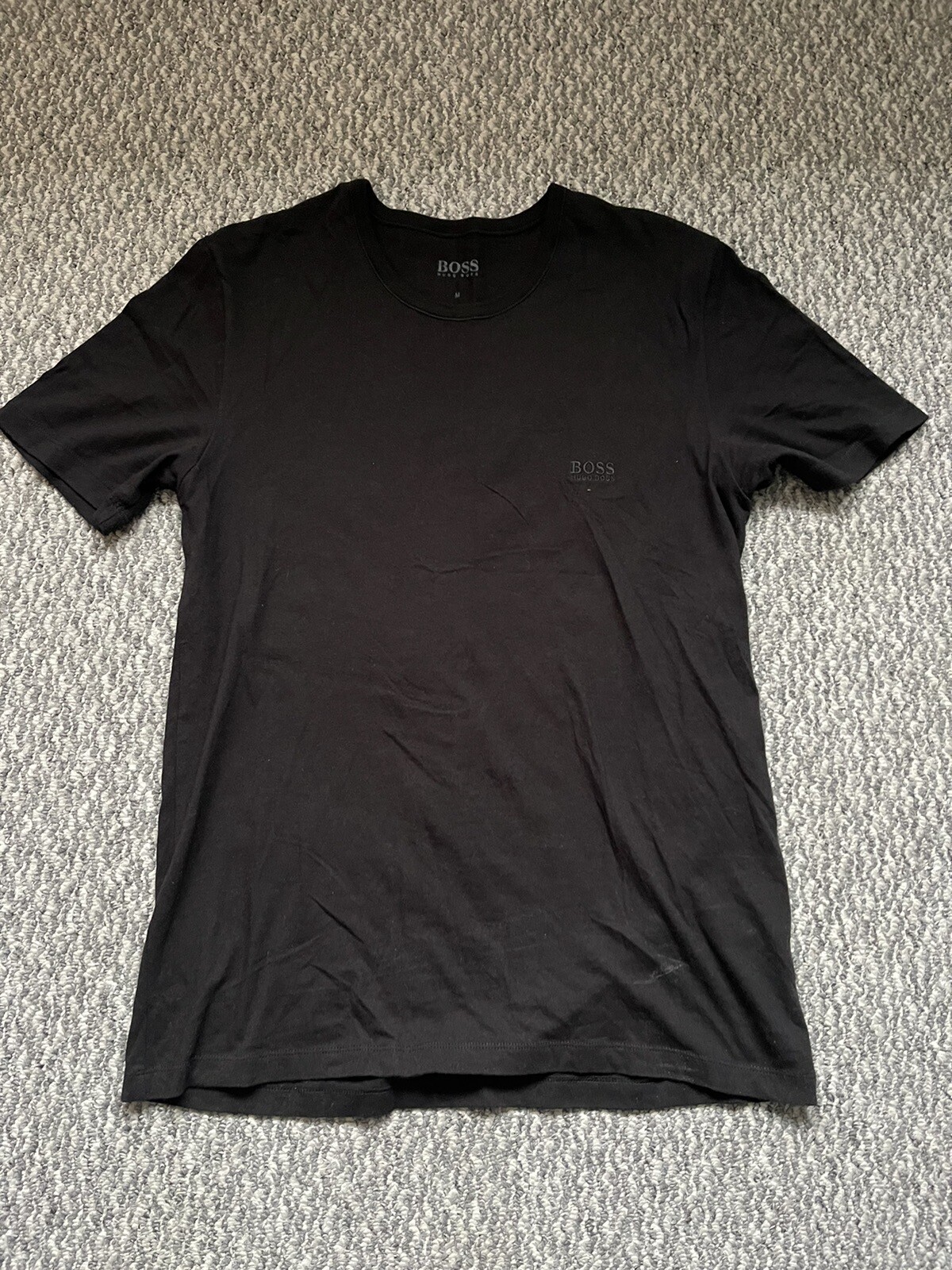 Hugo Boss T-Shirt Mens Size Medium Black Crew Neck Stretch Classic Holiday (G22) gallery