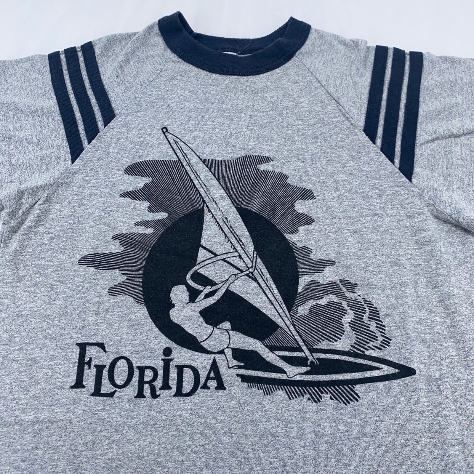 vintage 80s FLORIDA WIND SURFING JERSEY T-Shirt 2XS/XS beach surf