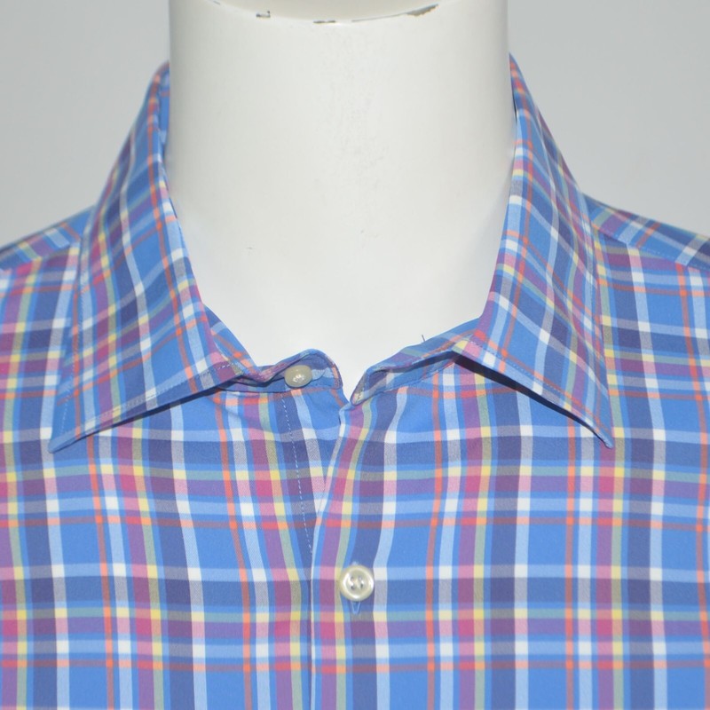 PETER MILLAR e4 Summer Comfort Blue Plaid Stretch Performance Casual Shirt Sz XL