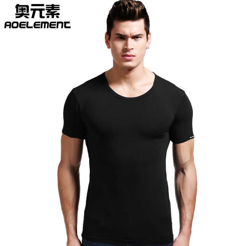 Men's Short Sleeve Top Tee Modal T-Shirt Round Neck Classic Jerseys Clothing gallery