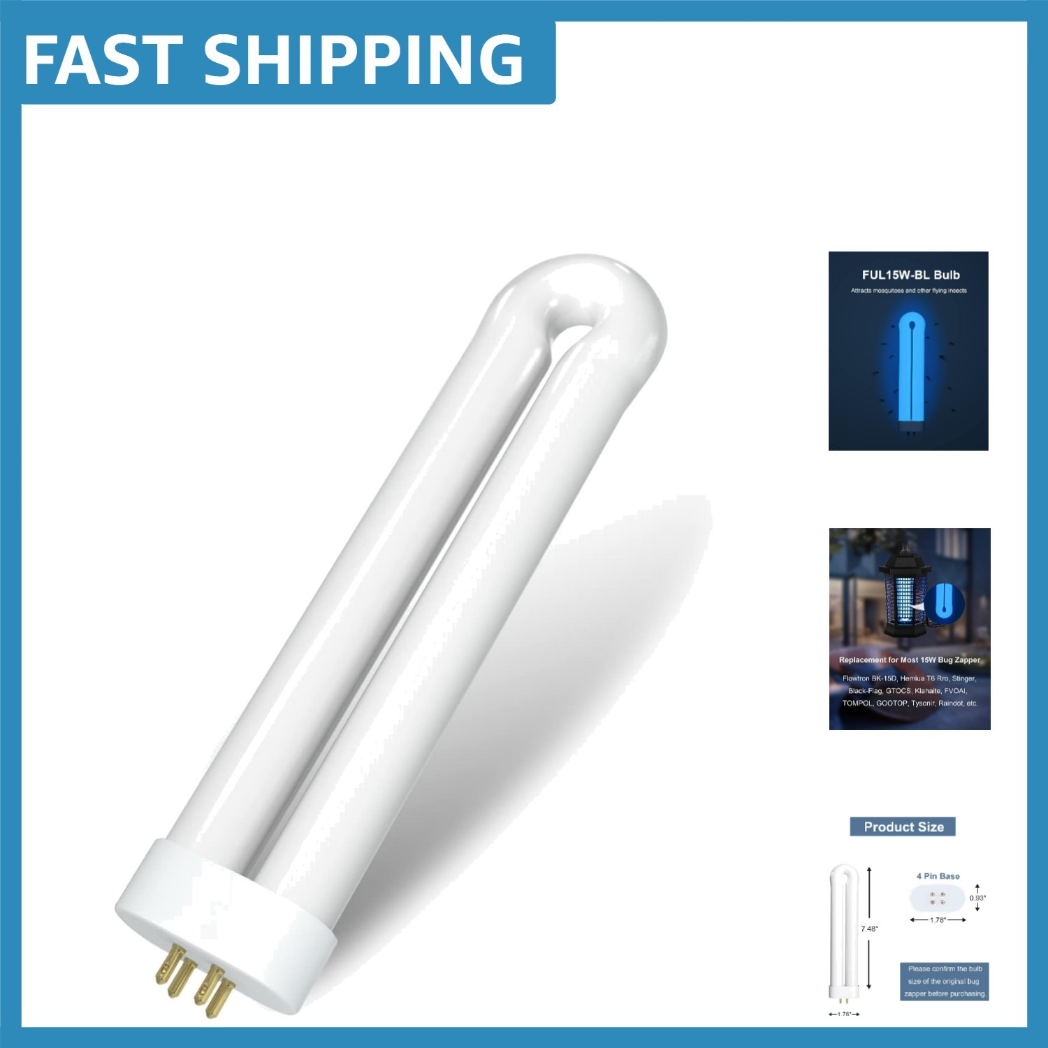 Effective 15W UV Light for Bug Zappers – Compatible with T6, T8, and T9 Models