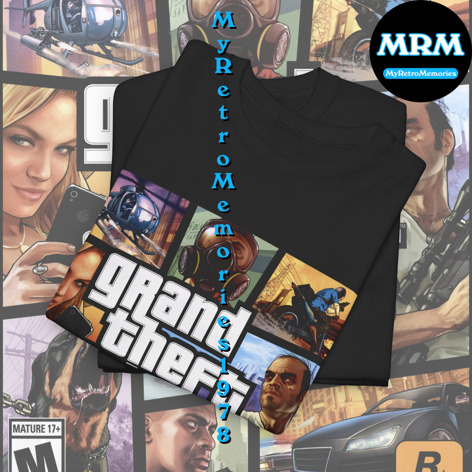 Grand Theft Auto V 5 GTA Box Art Design Black T-Shirt S-5XL New Lower Price!! gallery