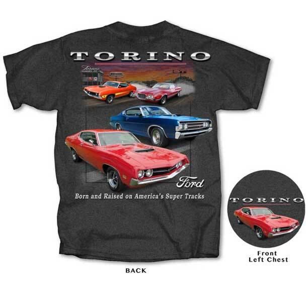 Ford Motor Company Torino Muscle America Cars Scene Automobiles T Shirt FMTOR-GY gallery