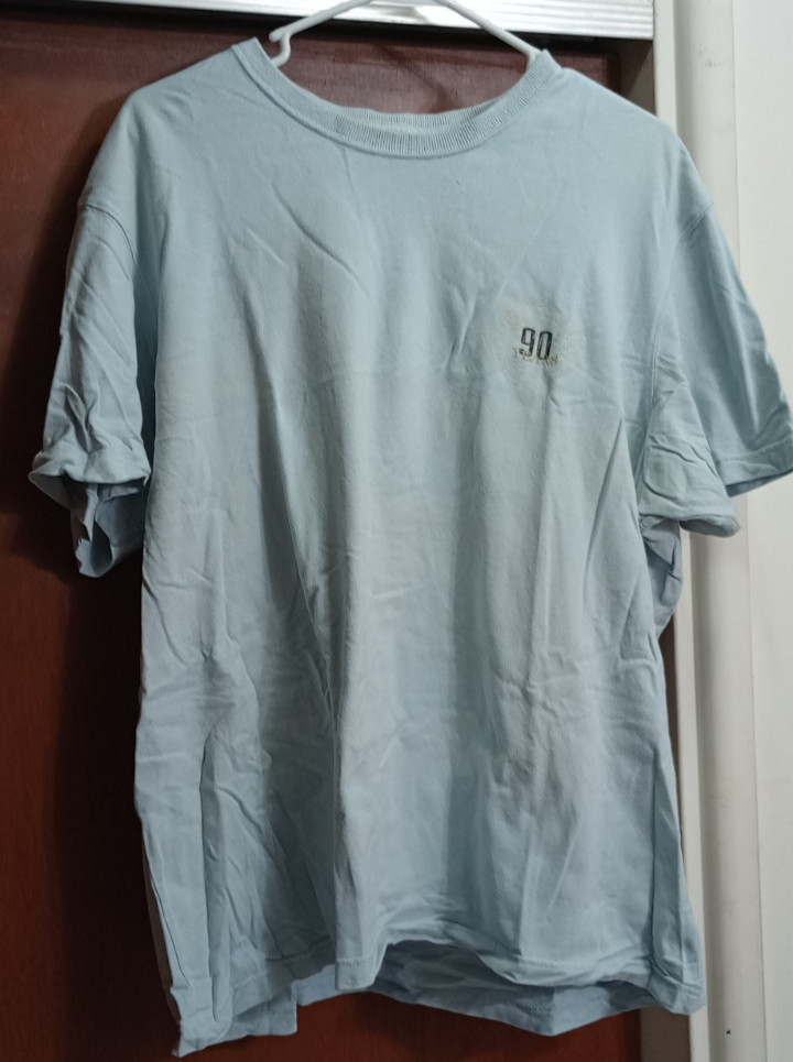 EDDIE BAUER T-SHIRT 90TH ANNIVERSARY XL LIGHT BLUE COTTON