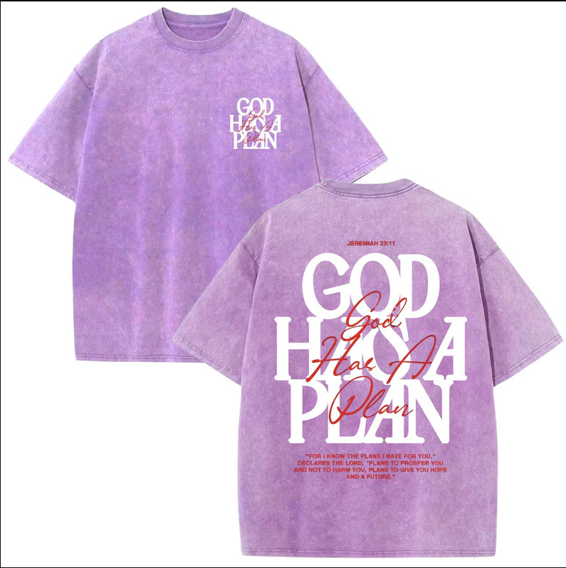 God Has A Plan Vintage Christian T Shirt Oversized Acid Wash Faith Graphic Tee gallery