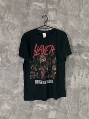 Slayer Graphic TShirt with Skull and Tank Design Poster