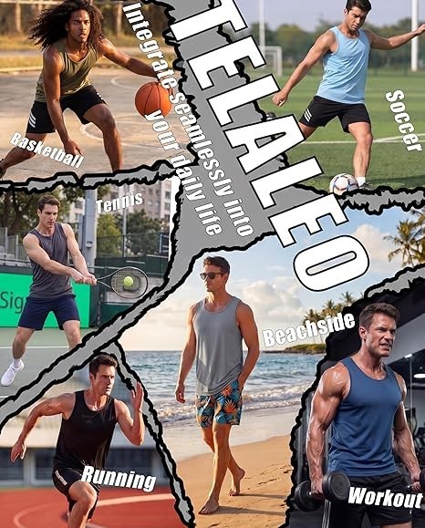 5 PACK Paquete Multiple Camisetas Tirantes Hombre Sin Mangas Comodas y con Estil gallery