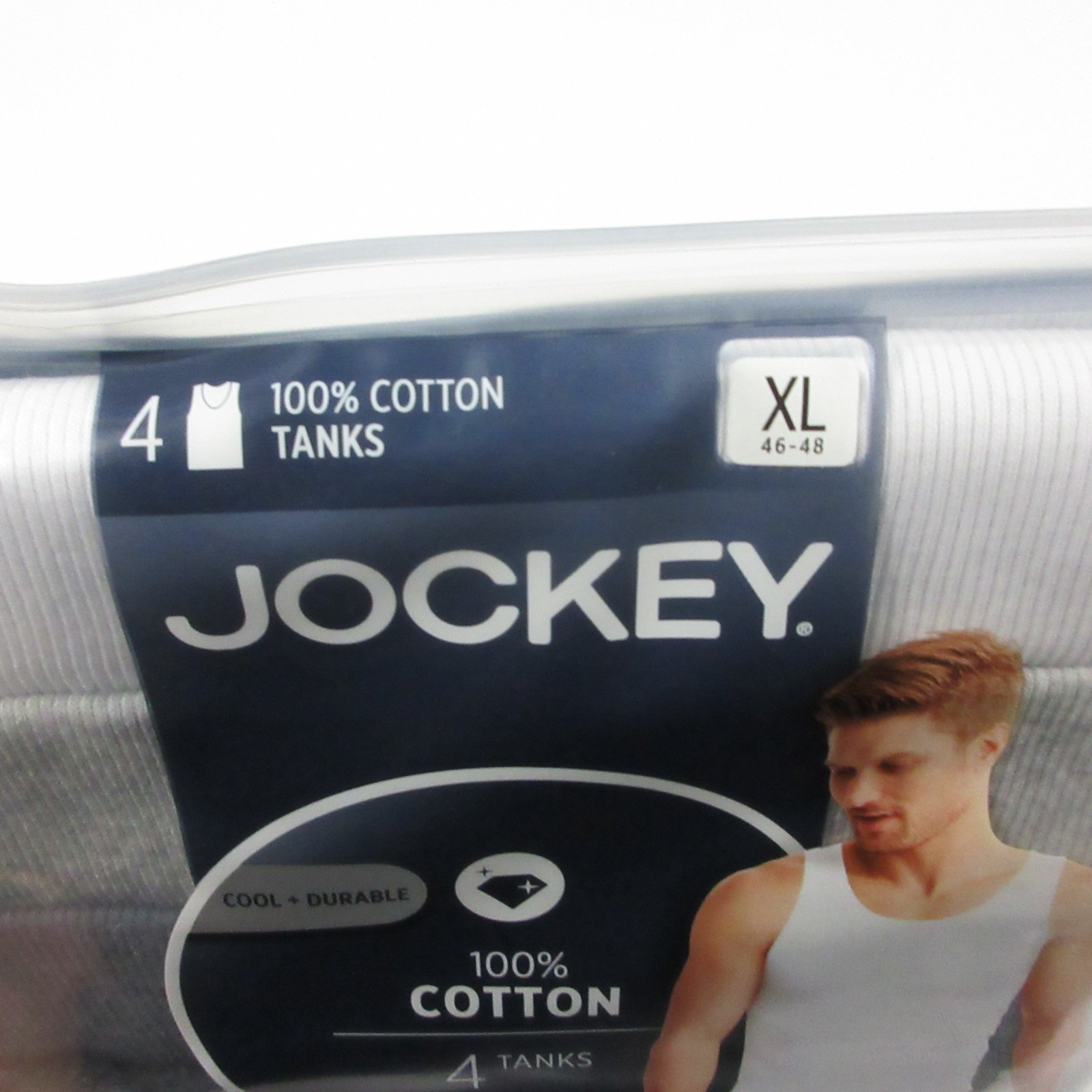 New Jockey 4 Pack Men's Stay Cool Cotton Tanks Extra Large XL Black Gray White gallery