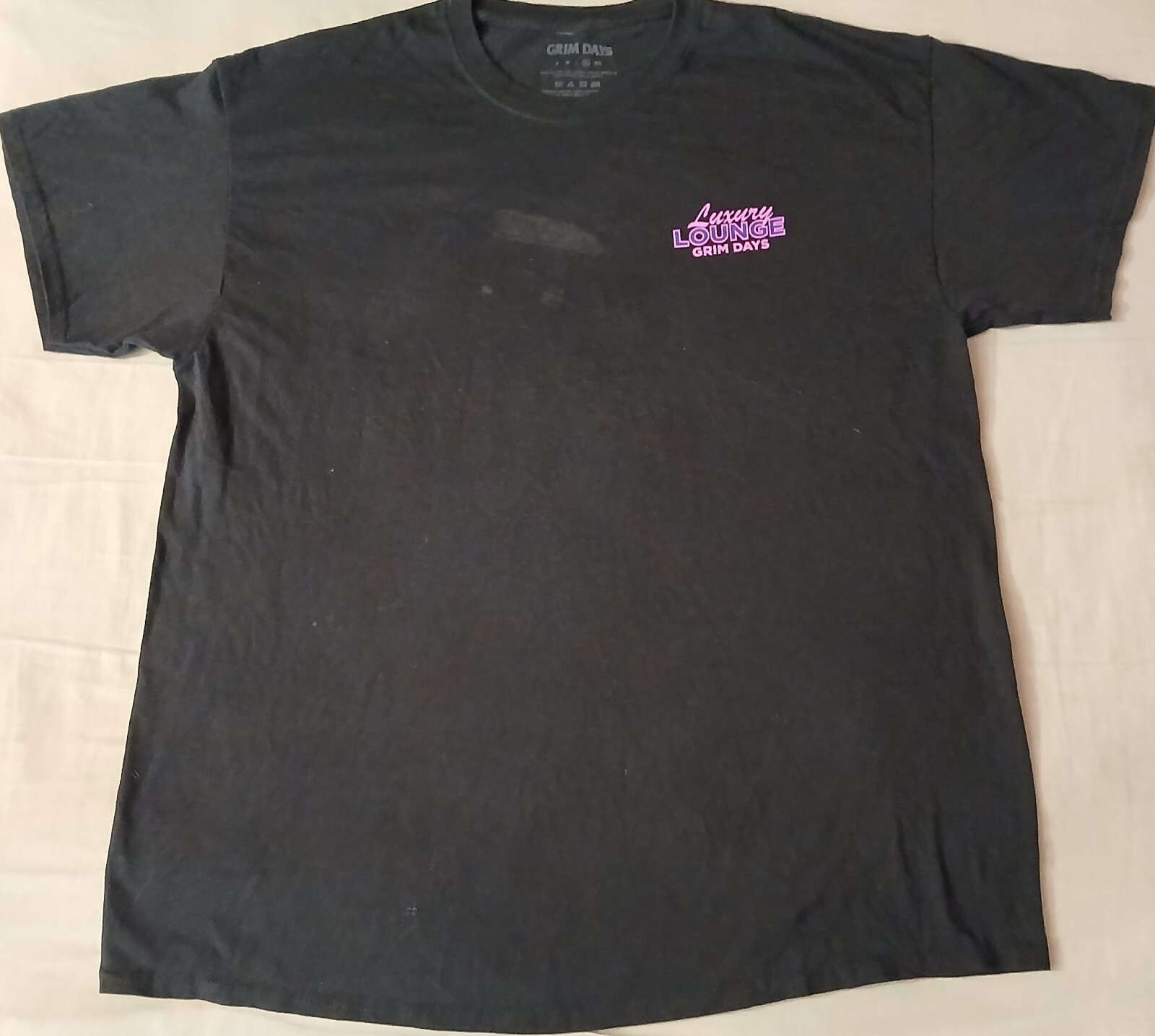Grim Days Luxury Lounge Mens Two Sided Black Graphic T-shirt Size XL gallery