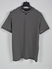 Men’s Prada Black & White Striped Knit T-Shirt S | Metal Plaque Detail