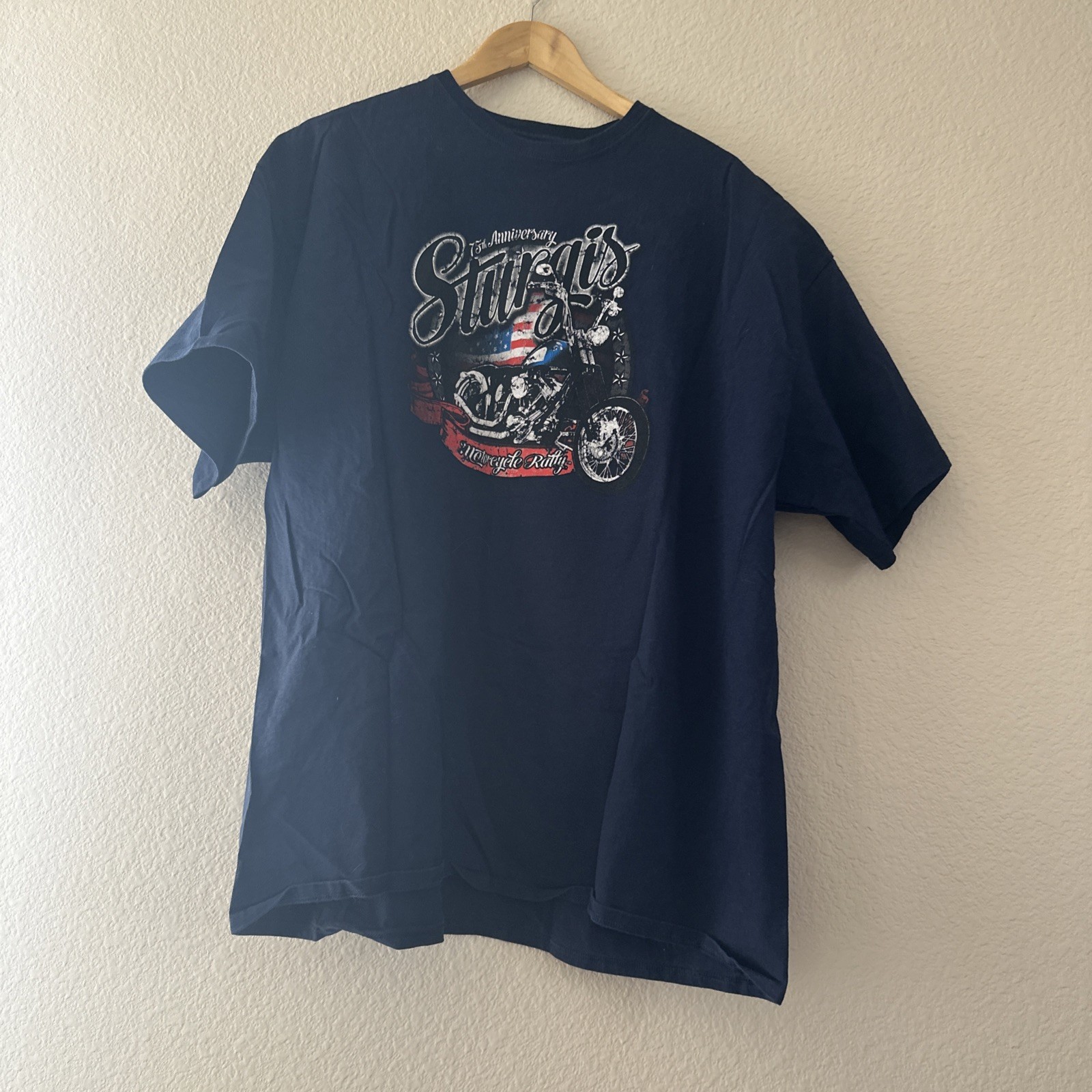 Sturgis 75th Anniversary 2015 Black Hills Rally T-Shirt 2XL Navy